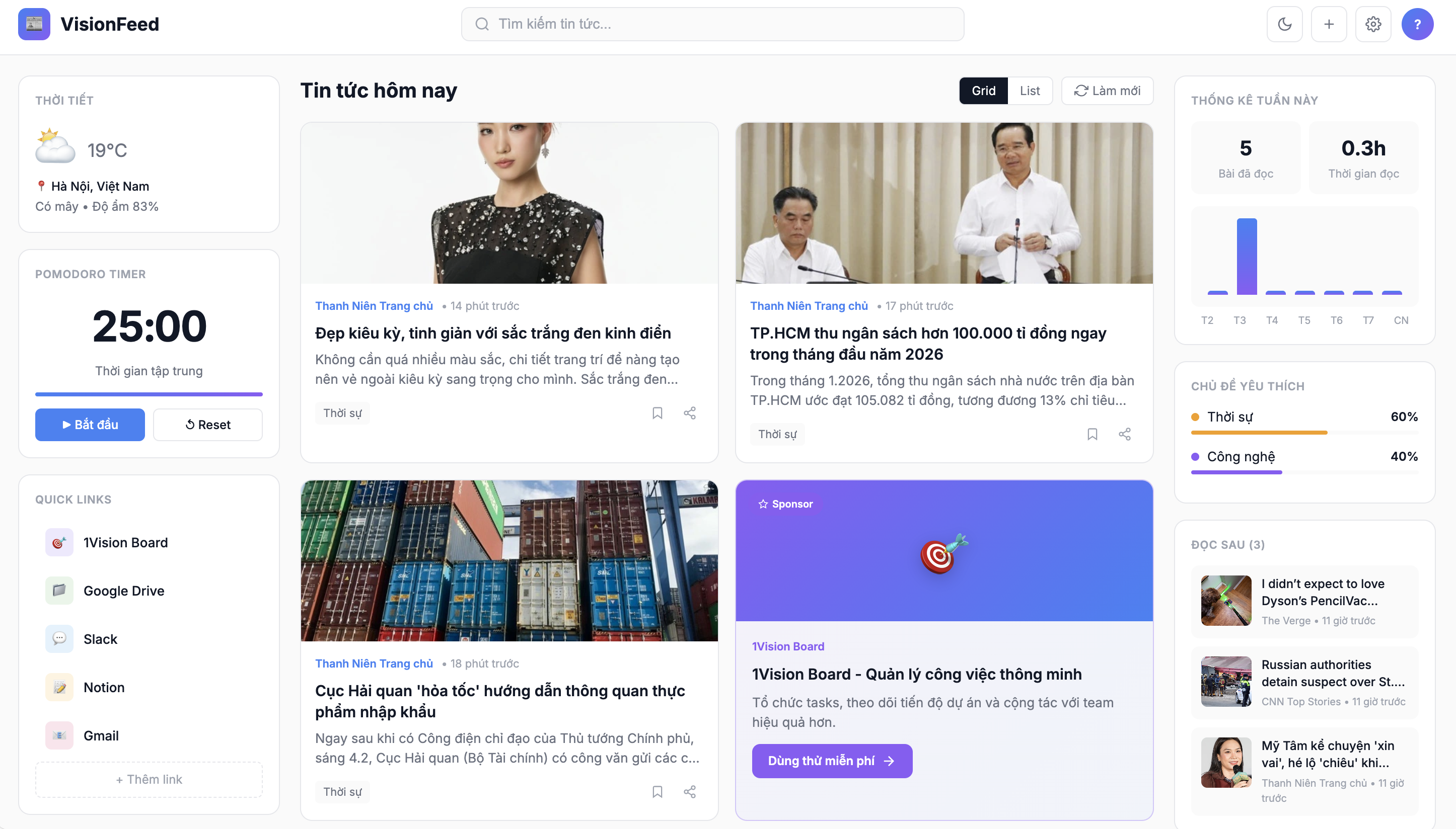 VisionFeed Dashboard